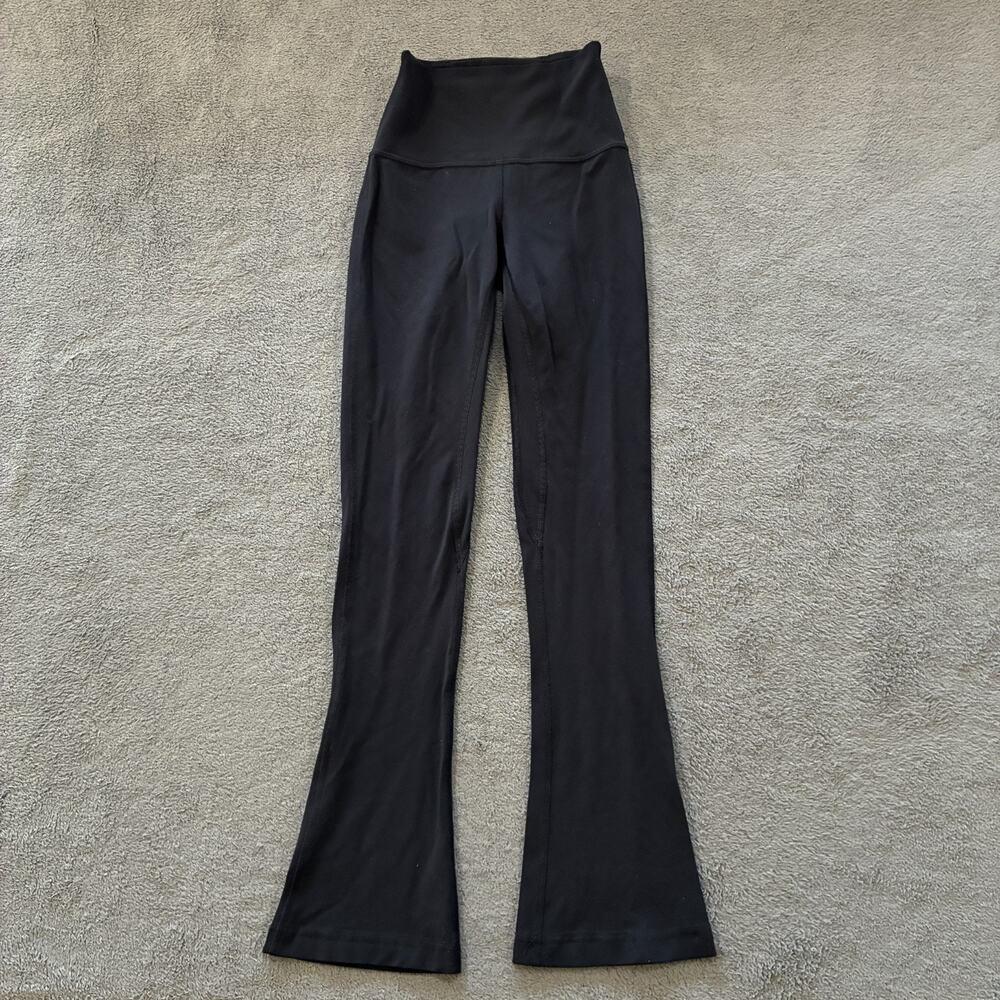 Lululemon Groove Nulu Black Super High Rise Waistband Flared Leg Women's Size 0